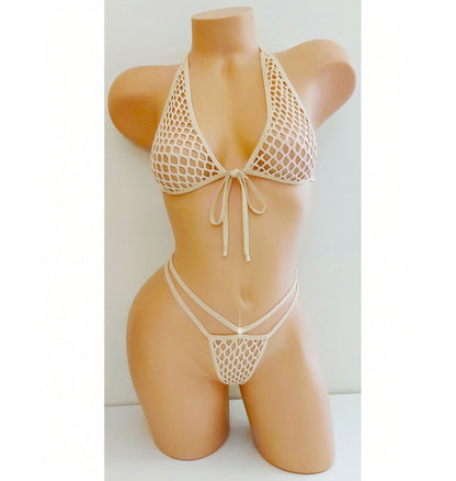 Thick soft Fishnet Bikini halter set - NEW