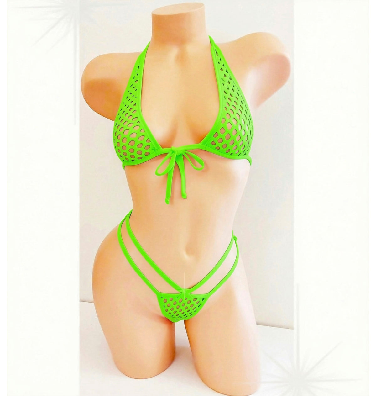 Thick soft Fishnet Bikini halter set - NEW