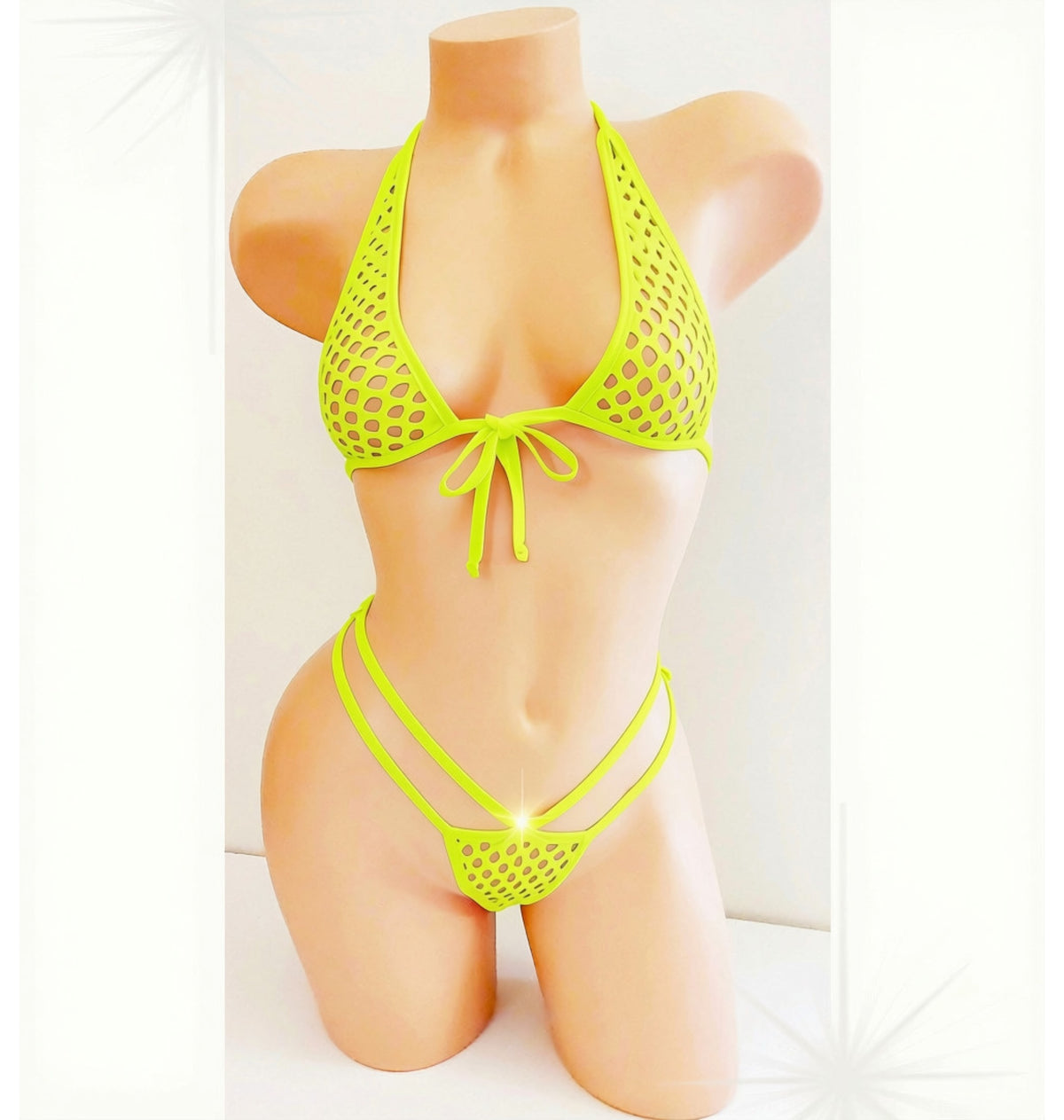 Thick soft Fishnet Bikini halter set - NEW