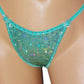 RAVE Diamond Hologram & Rhinestone Thong G-string * 4 sizes! 5 colors: Pink, Red, Purple, White & Seafoam