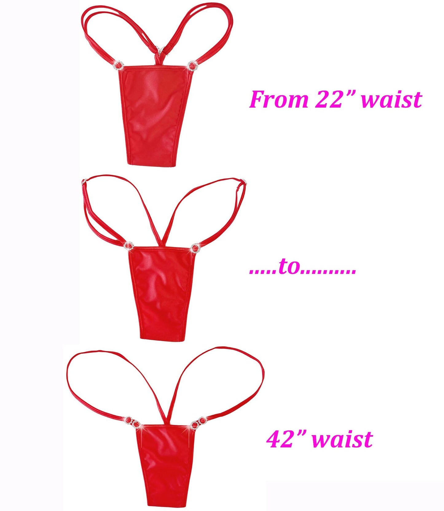 Black Rhinestone adjustable strap Thong G-string - Whale Tail back - Sexy dancer stripper thong