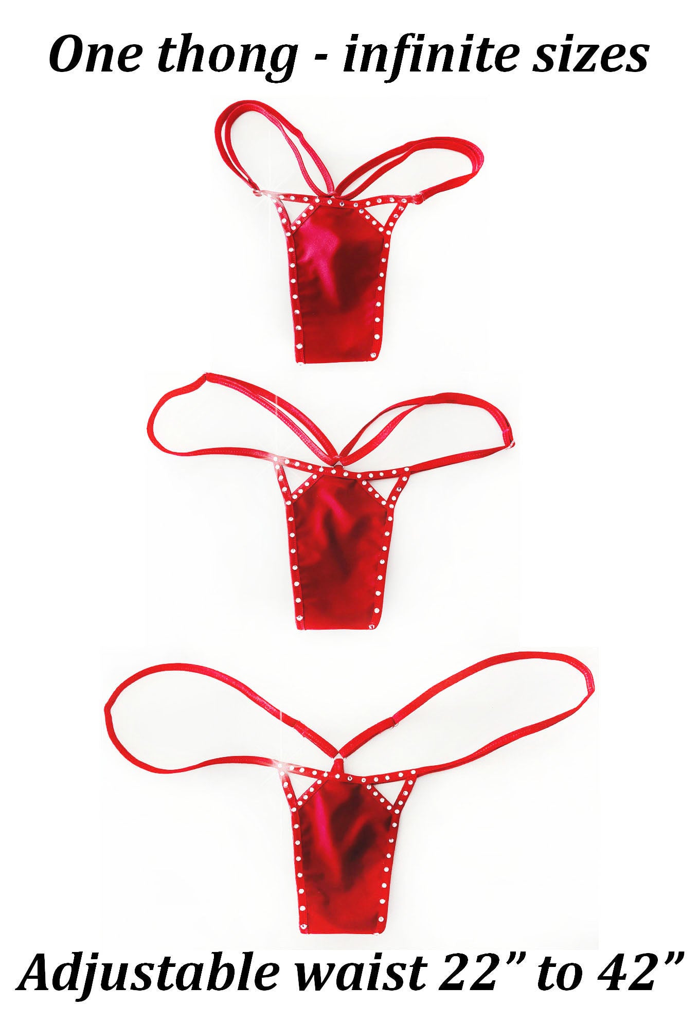 Bedazzled Cutout Rhinestone bikini Set with Thong - Adjustable waist