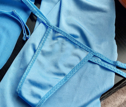 Baby Blue ADJUSTABLE STRAP Sasha Thong fits 22" to 42" XS to XL - BLACK Light Glow colors - OVER 20 COLORS AVAILABLE! Sexy stripper outfits exotic dancewear pole