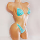 New! Minty Seafoam rhinestone Micro clear elastic bikini - stripper outfits, exotic dancewear, pole dance, SW lingerie