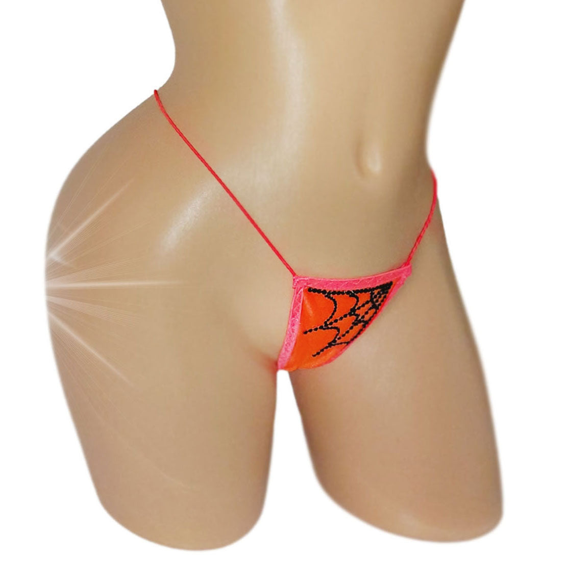 LIMITED TIME! Halloween GLOW in Black Light Spiderweb thong - adjustable one size. New!Fits AAcup to D cup