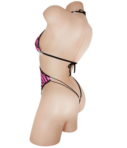 New Style! Pink Zebra rhinestone One Piece - high waist