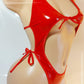 NEW WET LOOK Red PVC Vinyl all Adjustable straps One Piece - Snatch that waist! - stripper outfits pole exotic dancewear