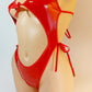 NEW WET LOOK Red PVC Vinyl all Adjustable straps One Piece - Snatch that waist! - stripper outfits pole exotic dancewear