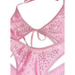 Innocent Baby Pink tie side Sexy dancer One Piece with Rhinestones - Exotic Dancewear, Pole Dance, SW Lingerie, Stripper outfits, Micro fits