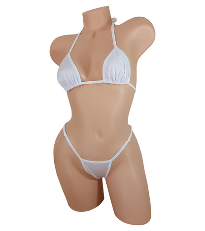 Blushing Bride white adjustable Whale Tail strap 2 pc bikini
