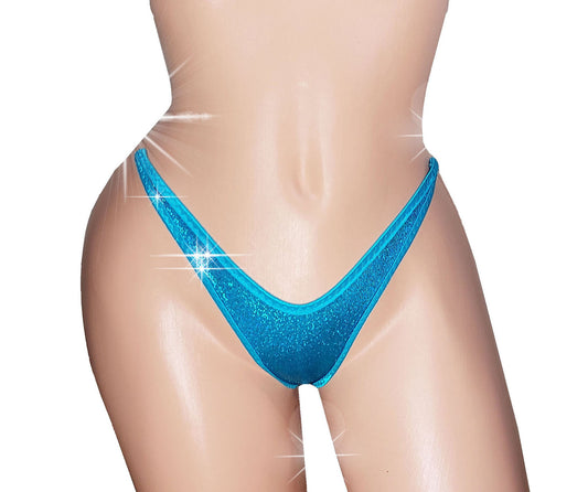 Turquoise Shimmer Adjustable thong G-string  - 6 colors from XS to XL - Sexy dancer club outfits exotic dancewear glow stripper outfits