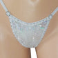 RAVE Diamond Hologram & Rhinestone Thong G-string * 4 sizes! 5 colors: Pink, Red, Purple, White & Seafoam
