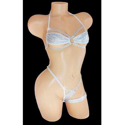New! Hologram Rhinestone Rave dancer bikini