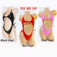Midnight Black Vinyl PVC - All Adjustable Straps - NEW One Piece -Custom Sizing! Stripper outfits pole exotic dancewear - In Pink, Red or Black