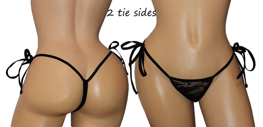Lace Tie Side Thong: Fully Lined, 13 Colors, Exotic Dancewear