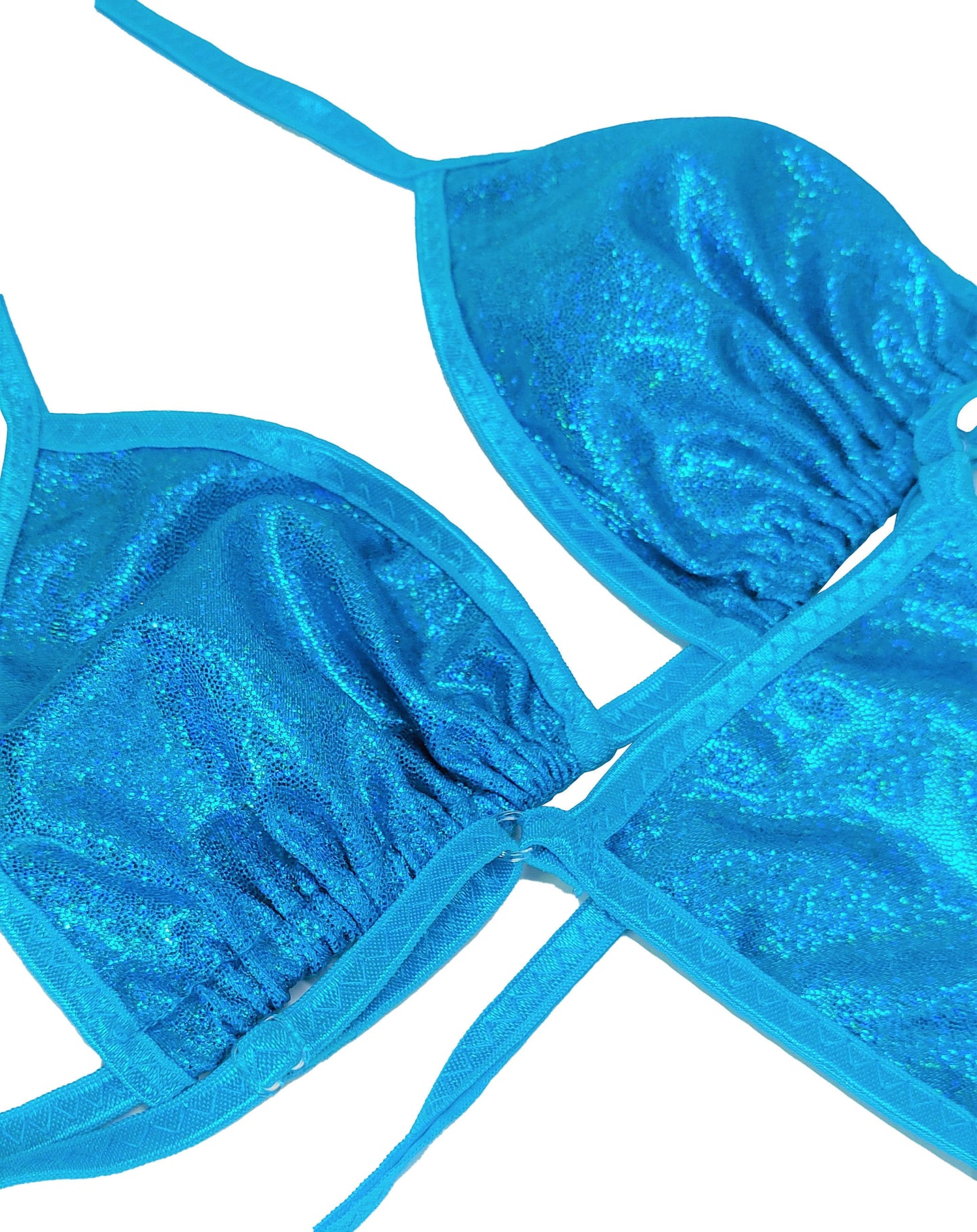 Beach Blue Shimmer Bikini – Adjustable Thong, Rave Outfit