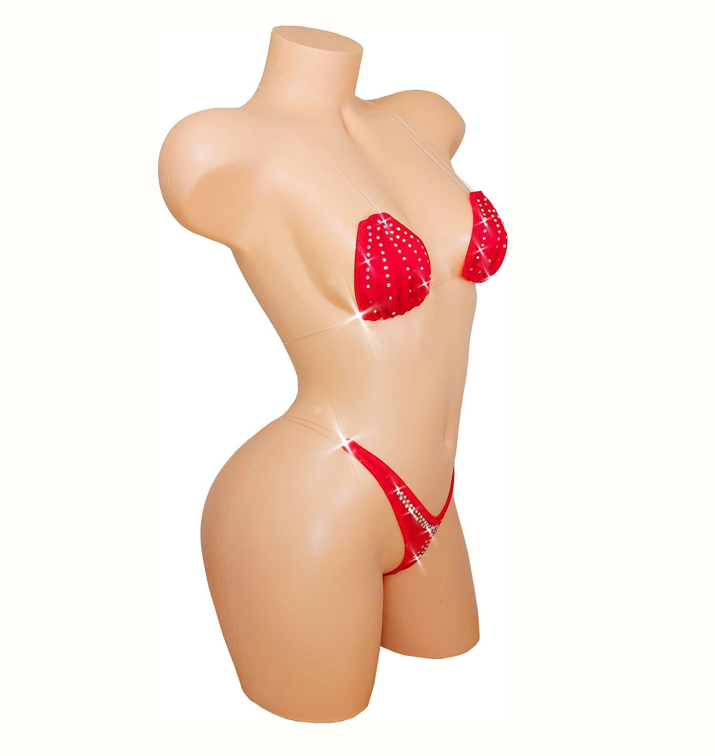 Rhinestone clear elastic Bikini Set -