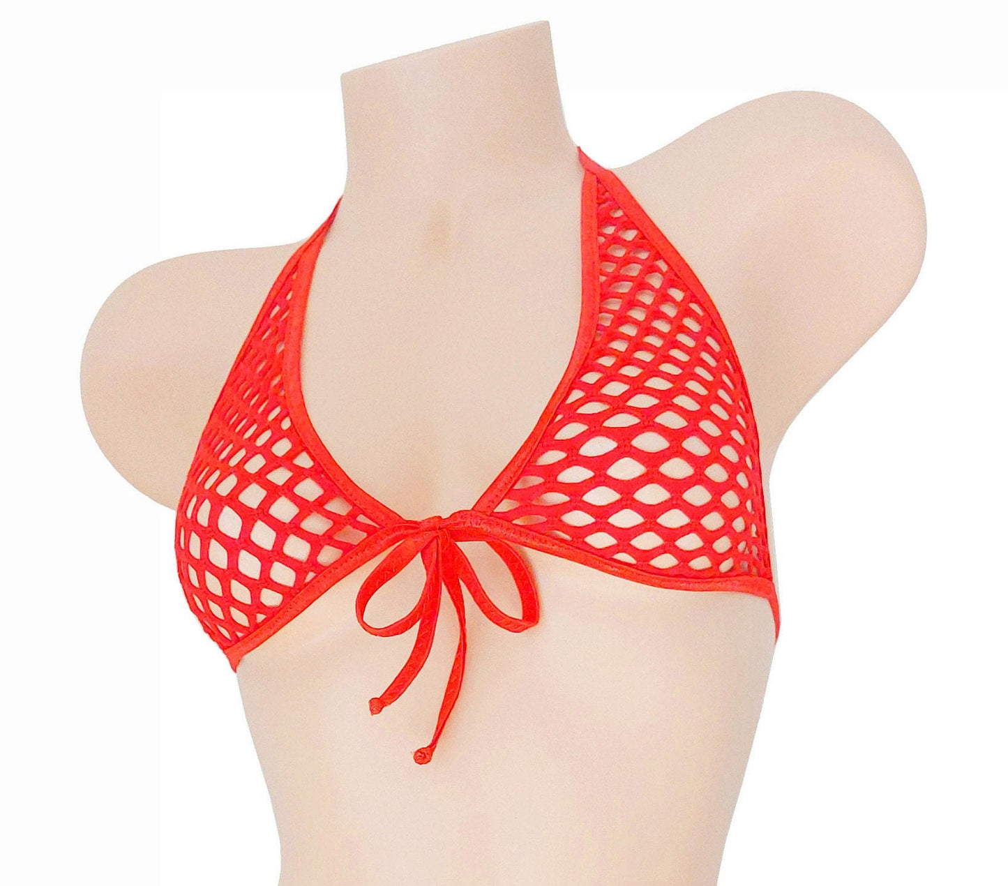Fishnet Halter Top: Fully lined, Rave Festival Exotic Dancewear, Black Light Glow