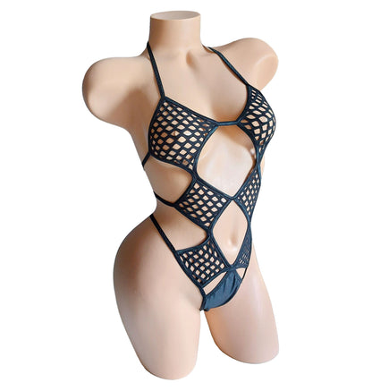Glow in Black Light Fishnet Bodysuit: Stretchy Rave Dancewear