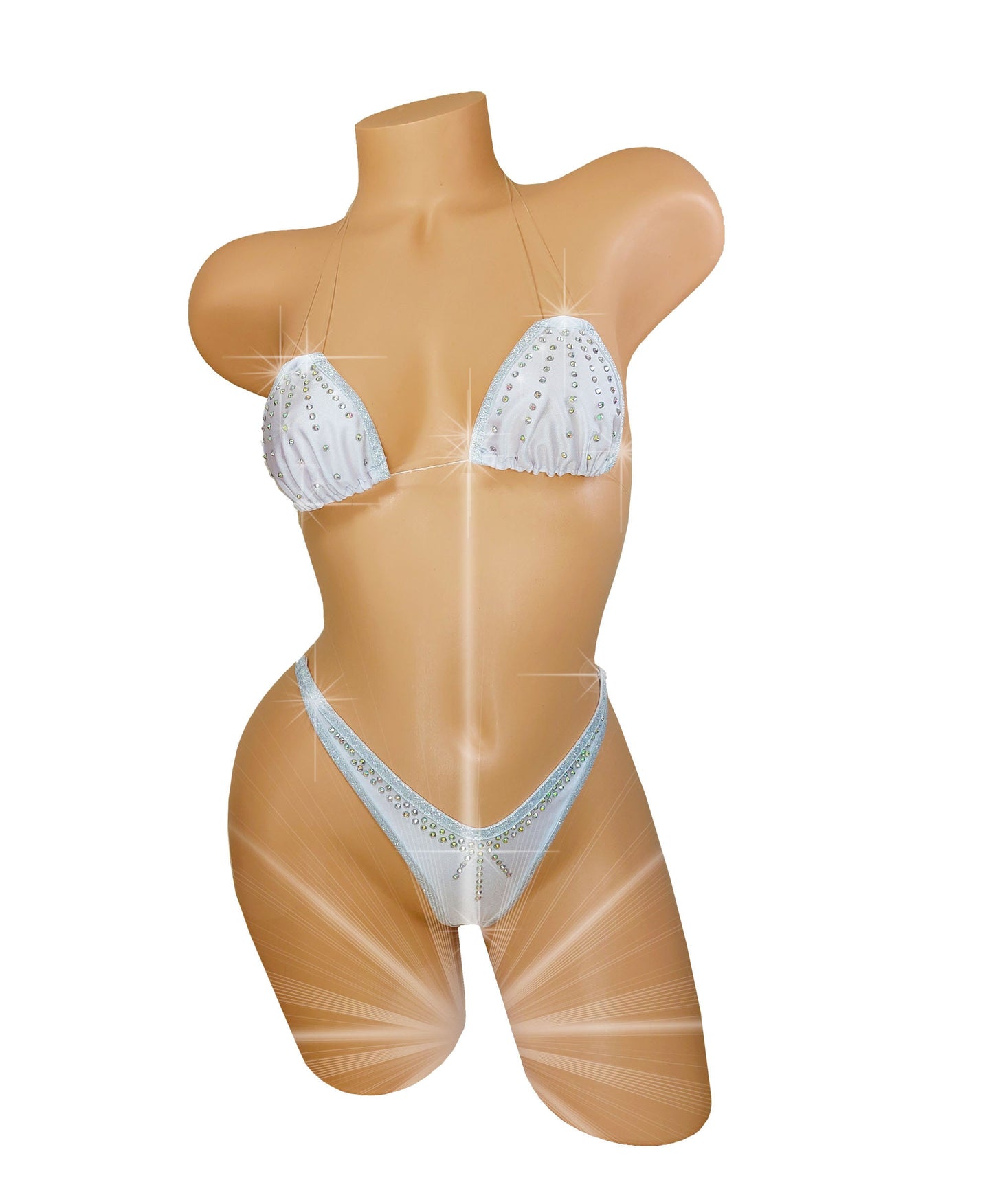 Bridal Rhinestone Bikini: White Invisible Elastic String, Adjustable Straps