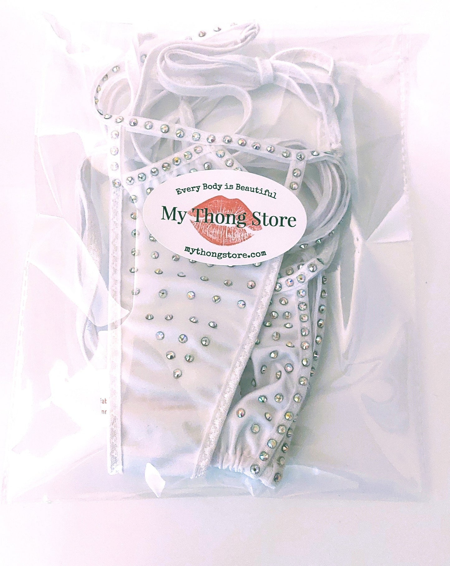 Crystal Rhinestone Bikini: Adjustable Thong, Rave Dancewear