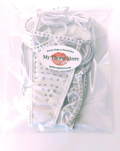 Crystal Rhinestone Bikini: Adjustable Thong, Rave Dancewear