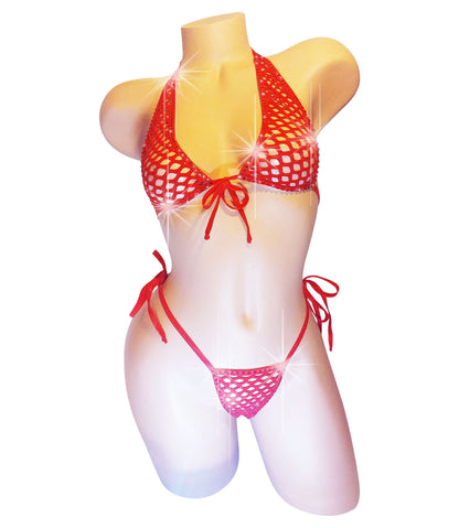 Rhinestone Fishnet Halter Set: , Fully lined Comfy Rave Dancewear