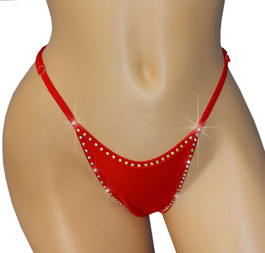 Crystal Rhinestone bedazzled Thong:  *  Adjustable Straps   *  * Exotic Dancewear *