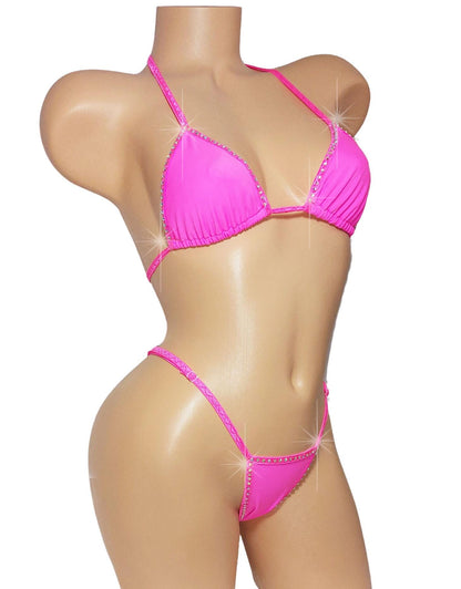 Rhinestone Rave Bikini, Adjustable G-String Thong, Mix & Match Sizes