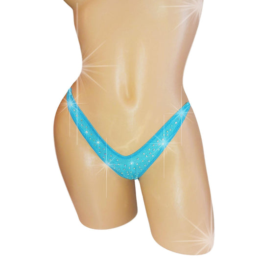 Sky Sparkle Rhinestone Thong: Adjustable Clear Elastic Rave Wear