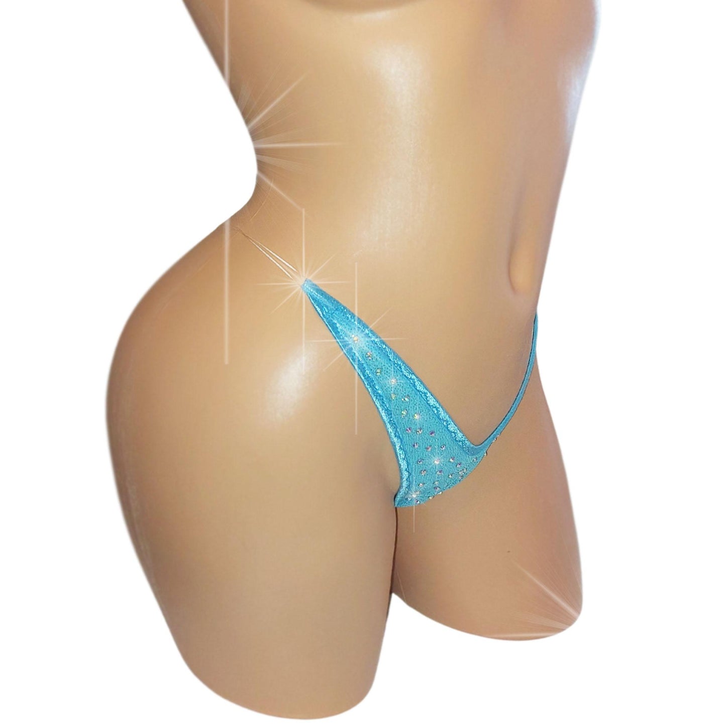 Sky Sparkle Rhinestone Thong: Adjustable Clear Elastic Rave Wear