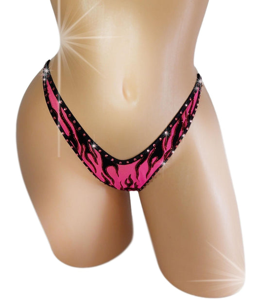 Rhinestone Illusion Thong: Glow in Black Light, Exotic Dancewear