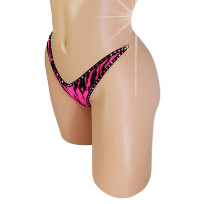 Rhinestone Illusion Thong: Glow in Black Light, Exotic Dancewear