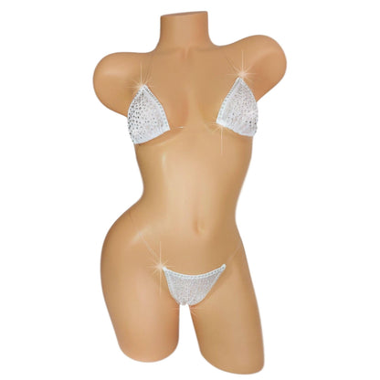 Crystal Rhinestone White Mesh Micro Bikini Set – Illusion Lingerie