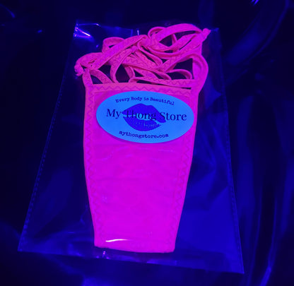 Pink Mermaid Bikini: Adjustable Tie-Side, Glows Under Black Light