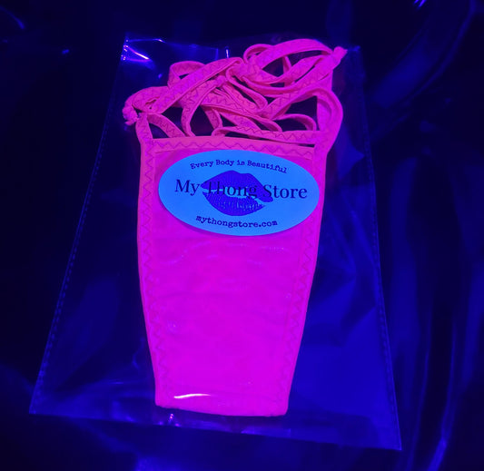 Pink Mermaid Bikini: Adjustable Tie-Side, Glows Under Black Light