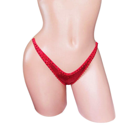 Rhinestone Hologram Thong: Adjustable Clear Elastic, Exotic Dancewear