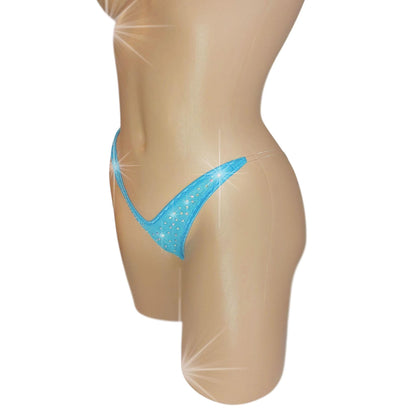 Sky Sparkle Rhinestone Thong: Adjustable Clear Elastic Rave Wear