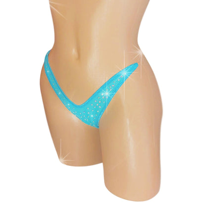 Sky Sparkle Rhinestone Thong: Adjustable Clear Elastic Rave Wear