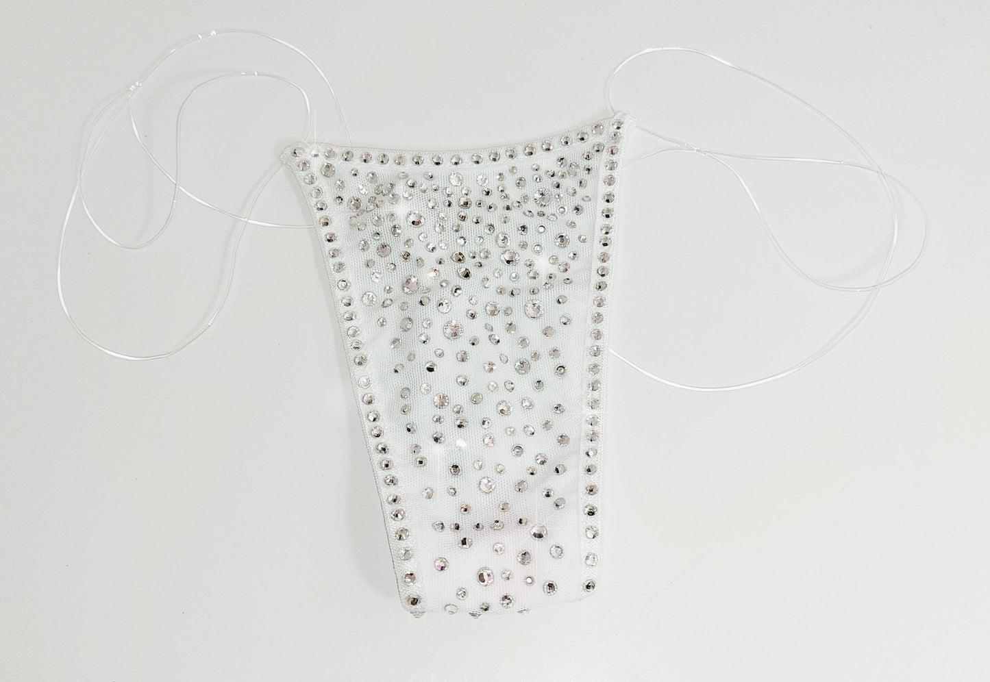 Crystal Rhinestone White Mesh Micro Bikini Set – Illusion Lingerie