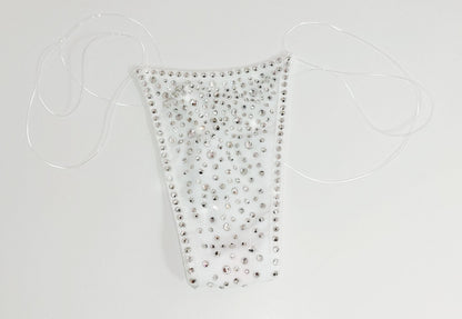 Crystal Rhinestone White Mesh Micro Bikini Set – Illusion Lingerie