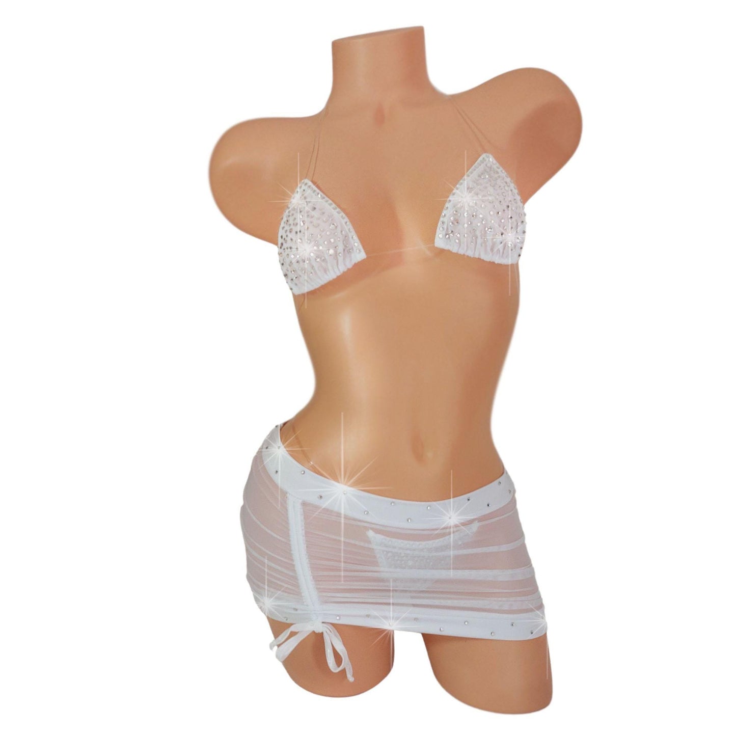 Semi-sheer Bridal White Micro Rhinestone Set