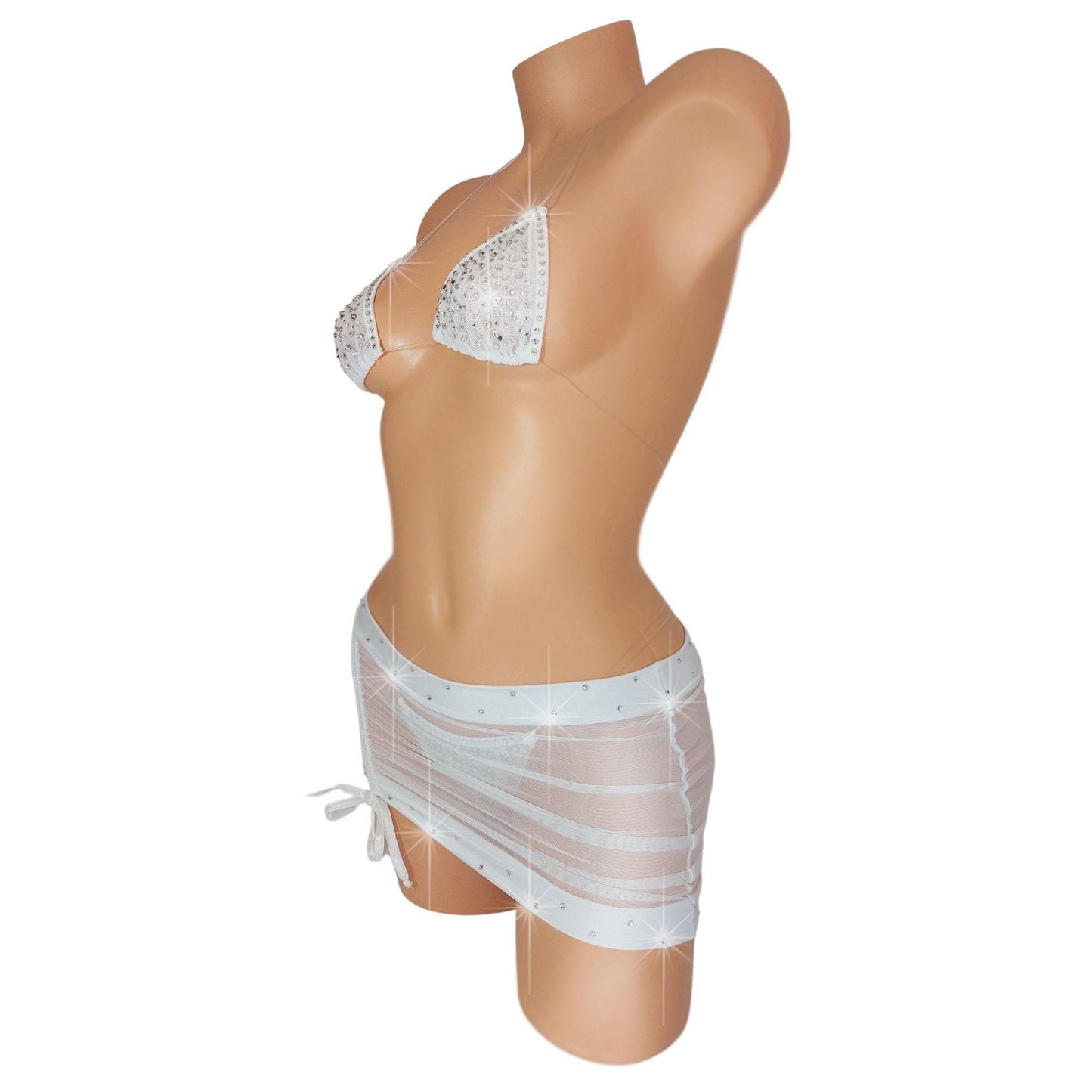 Semi-sheer Bridal White Micro Rhinestone Set