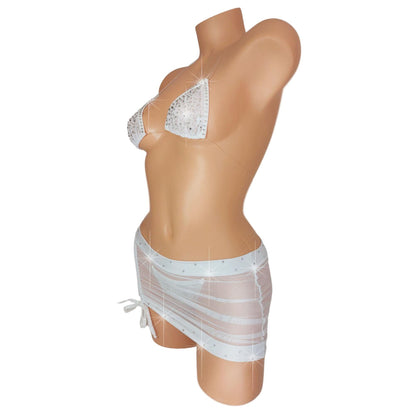 Semi-sheer Bridal White Micro Rhinestone Set