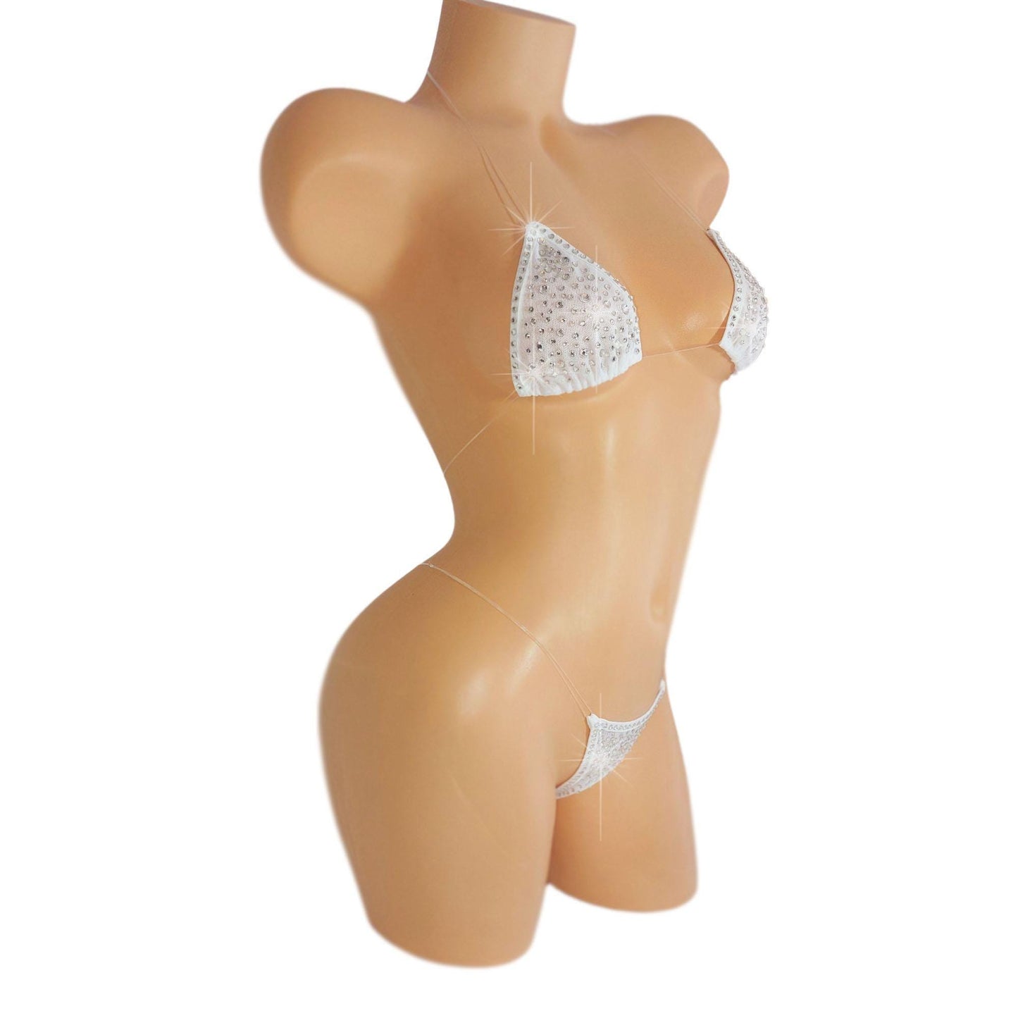 Semi-sheer Bridal White Micro Rhinestone Set