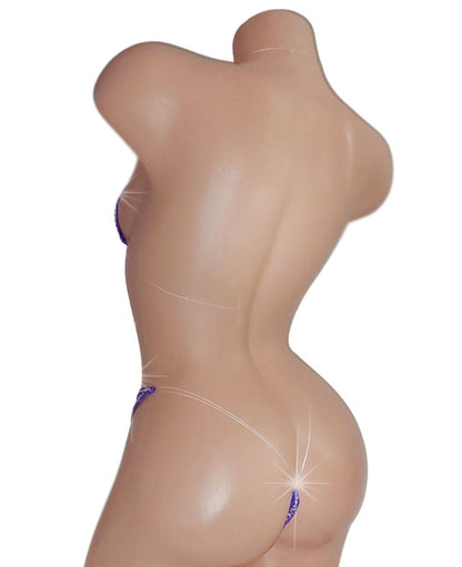 Purple Hologram Rhinestone Bikini AA cup & up: Clear Elastic Exotic Dancewear