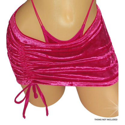 Drawstring Crushed Velvet Micro Mini skirt - 4 colors - XS to LG