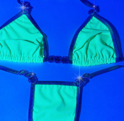 Glow Yellow Rave G-String – Black Light Reactive Tie Side Thong, Exotic Dancewear
