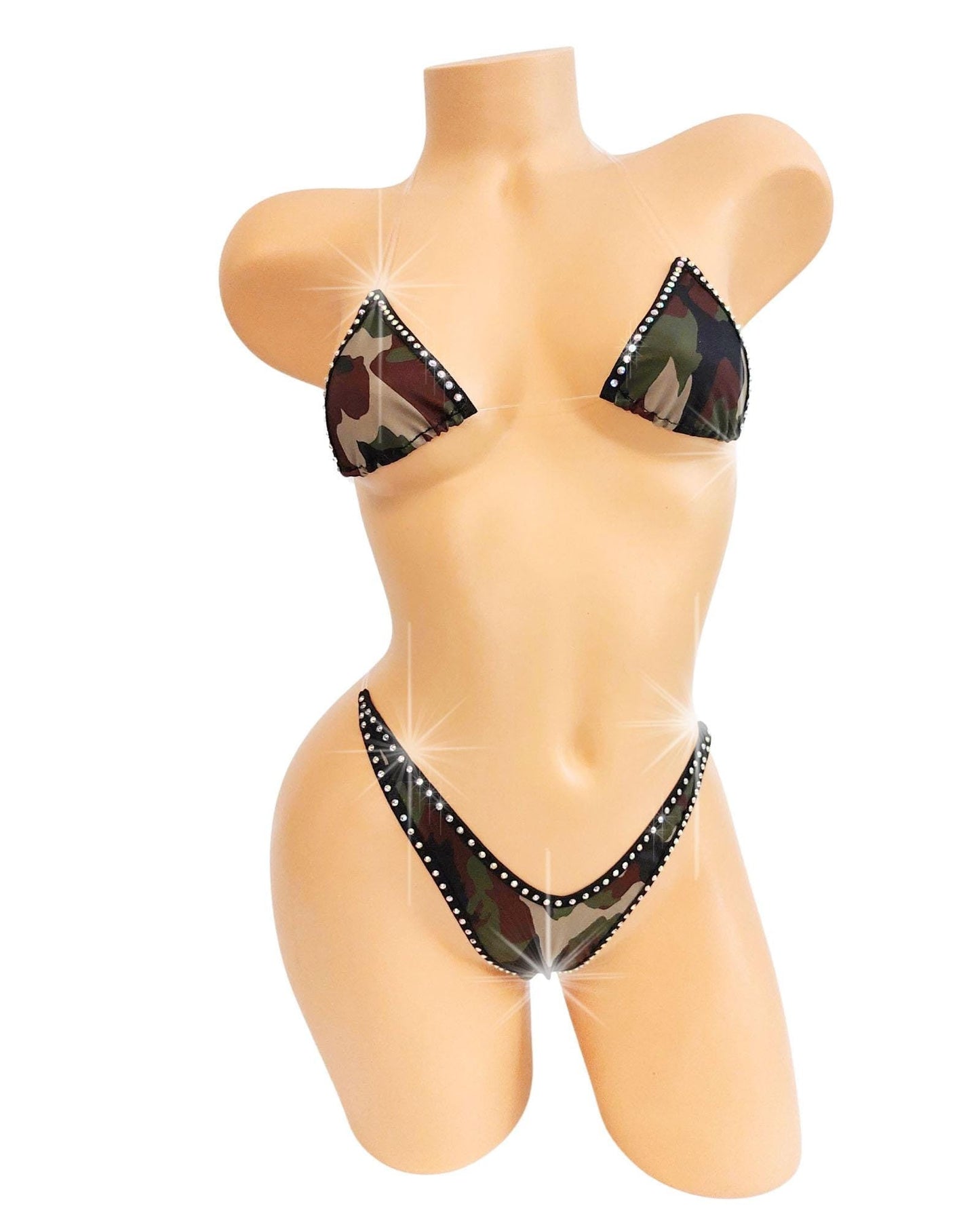 Camo & Diamonds * clear Illusion elastic adjustable straps. Stripper outfits store exotic dancewear pole