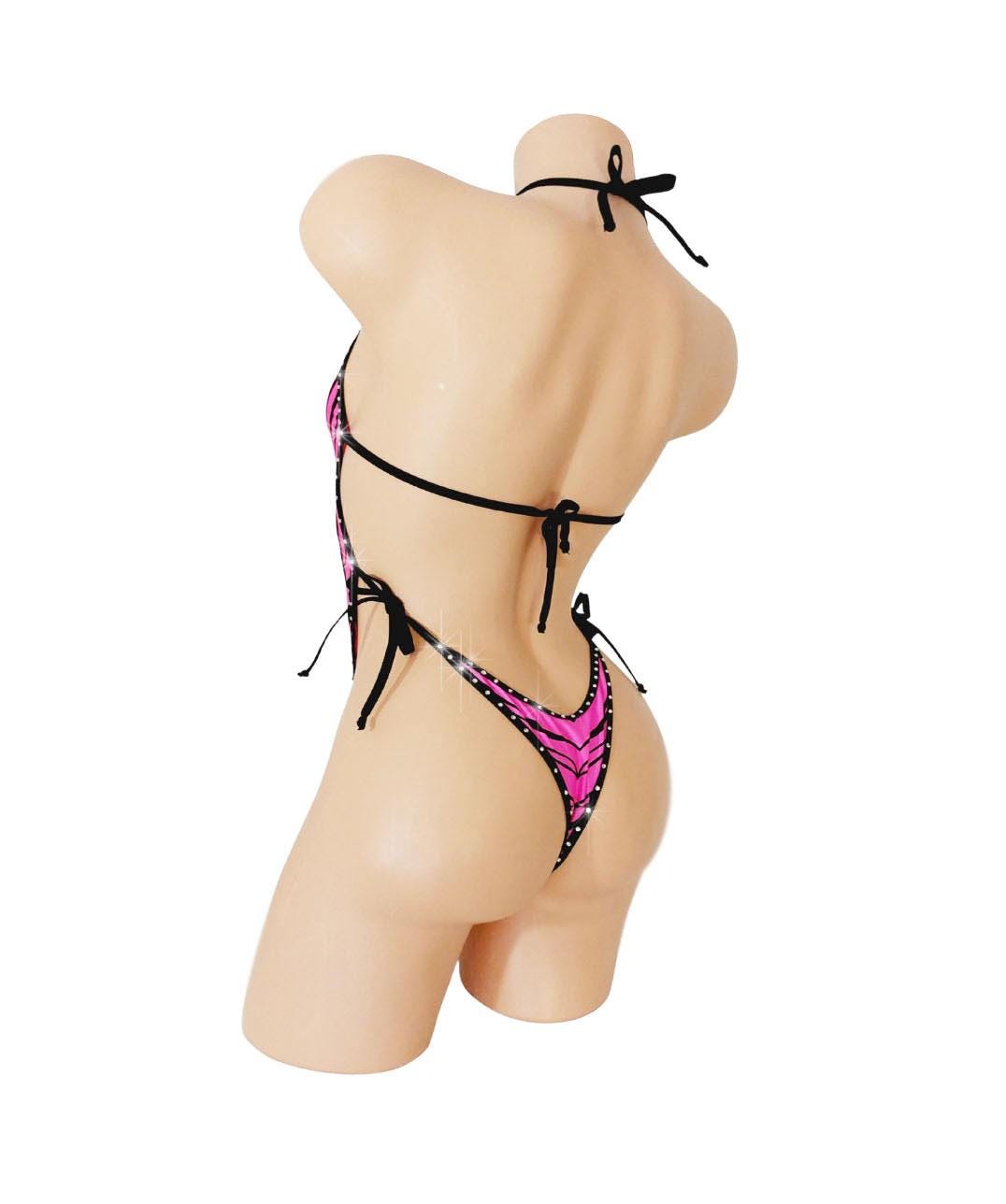 Pink Zebra Tie Me Up One Piece: Adjustable Exotic Dancewear